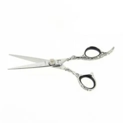 Ciseaux De Coupe Offset Argent Motifs Fleurs 5.5 -Produits Capillaires ciseaux de coupe argente en acier 440c 55 edition limitee 4