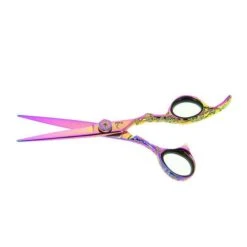 Ciseaux De Coupe Offset Rainbow Chromé 5.5 -Produits Capillaires ciseaux de coupe rose effet holographique en acier 440c 55 edition limitee 4
