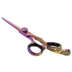 Ciseaux De Coupe Offset Rainbow Chromé 5.5 -Produits Capillaires ciseaux de coupe rose effet holographique en acier 440c 55 edition limitee 5