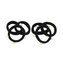 Elastique Mousse Noir Et Perle X6