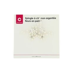 Epingle à Chignon Argentée Avec Fleurs Et Perles -Produits Capillaires epingle a chignon argentee avec fleurs et perles 1