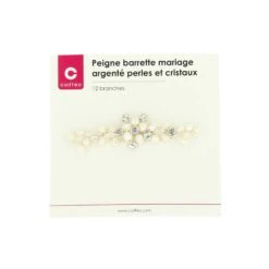 Peigne Barrette Mariage Argenté Avec Perles Et Cristaux -Produits Capillaires peigne barrette mariage argente avec perles et cristaux 1