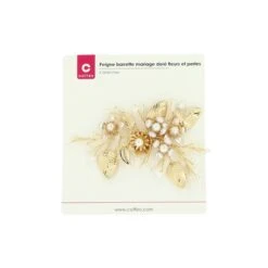 Peigne Barrette Mariage Doré à Fleurs Et Perles -Produits Capillaires peigne barrette mariage dore a fleurs et perles 1