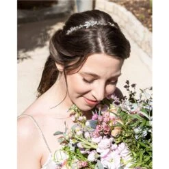 Serre Tête Feuilles Argentés Et Cristaux - Mariage -Produits Capillaires serre tete feuilles argentes et cristaux mariage 1