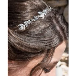 Serre Tête Feuilles Argentés Et Cristaux - Mariage -Produits Capillaires serre tete feuilles argentes et cristaux mariage 3